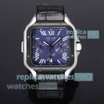 Swiss Copy Cartier Santos de Cartier Chronograph Blue Dial Watch 